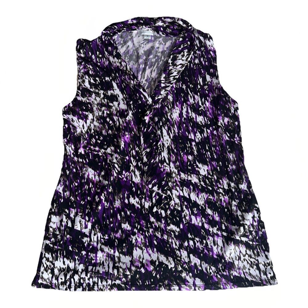 Tahari by Arthur S. Levine Purple Abstract Print Sleeveless Top Size M